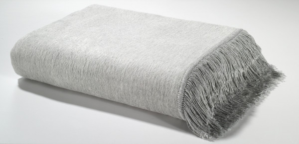 Plaid Fransen grau in grau aus Mischgewebe