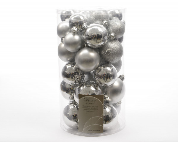 Weihnachtskugel-Set MIX silber in silberfarben aus Kunststoff