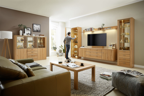Highboard MONDO AMERA in Kernbuche aus Teilmassiv