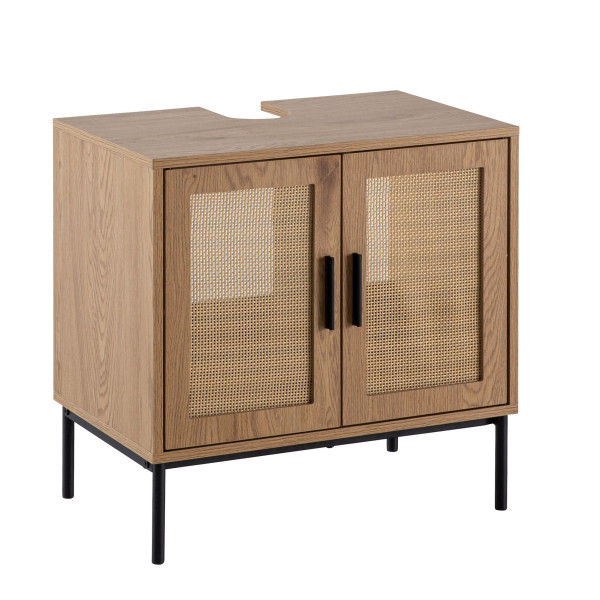 Waschbeckenunterschrank in braun aus Materialmix