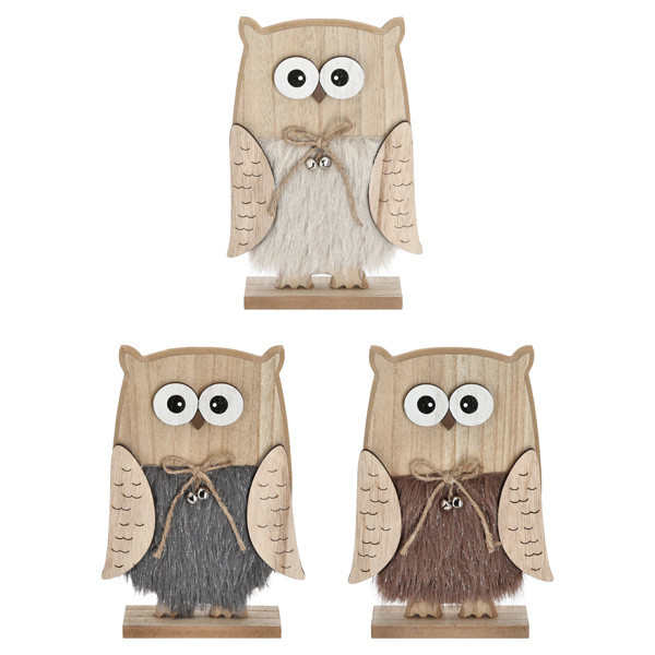Dekoobjekt OWL in mehrfarbig aus Holz