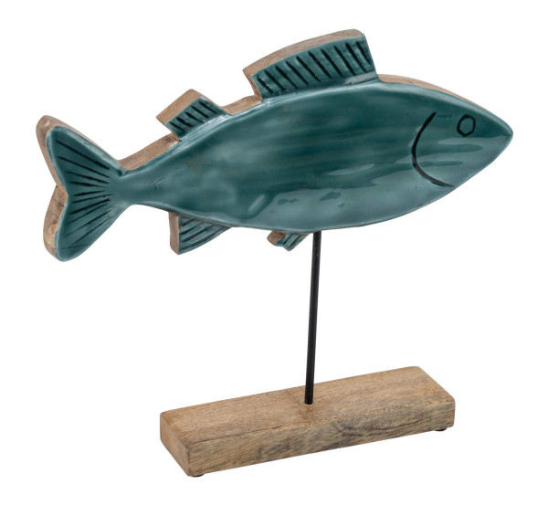 Aufsteller FISCH auf Holzfuß in grün aus Holz