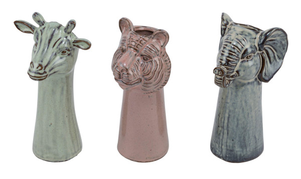 Vase ANIMALS in rosa aus Steingut