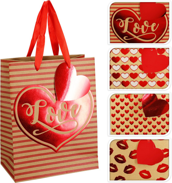 Geschenktasche LOVE in natur aus Papier