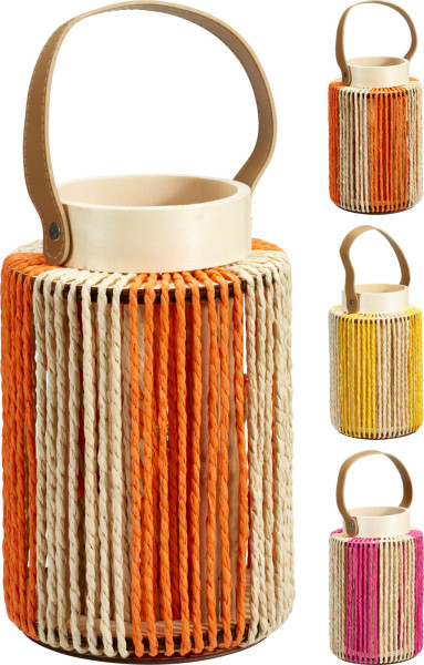 Laterne STRIPES in mehrfarbig aus Materialmix