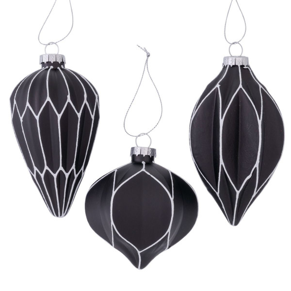 Weihnachtskugel GRAPHO in schwarz aus Glas