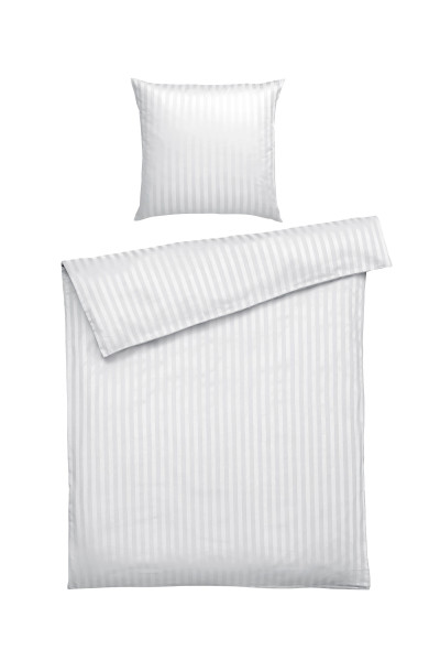 Bettwäsche JACQUARD Satin weiß in weiß aus Baumwolle