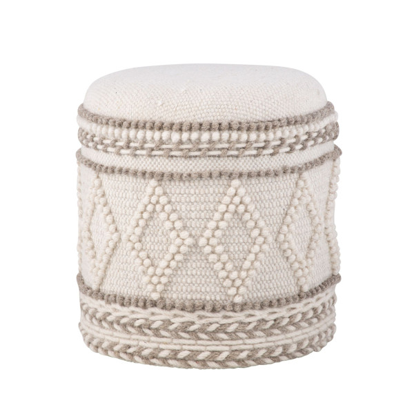 Hocker in beige aus Wolle