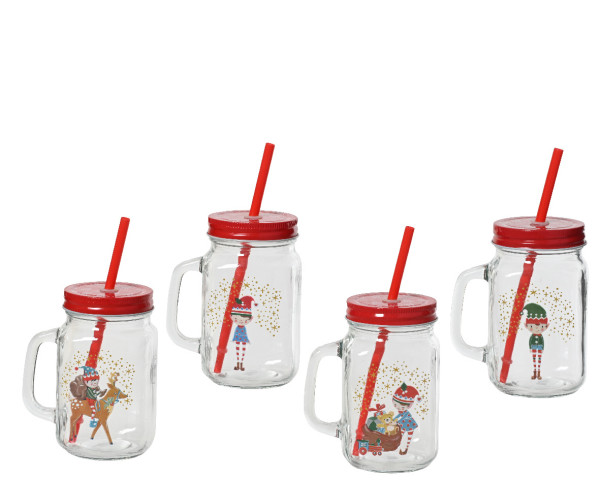 Trinkglas X-MAS in mehrfarbig aus Glas