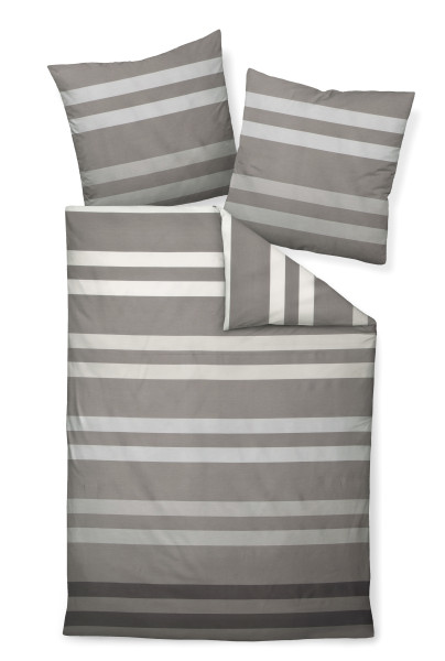Bettwäsche J. D. Mako-Satin in grau aus Baumwolle