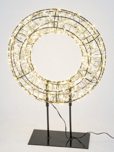 Drahtkranz LED auf Fuß in schwarz aus Metall