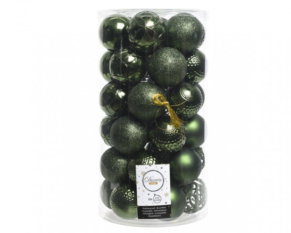 Weihnachtskugel-Set PLEX in dunkelgrün aus Kunststoff