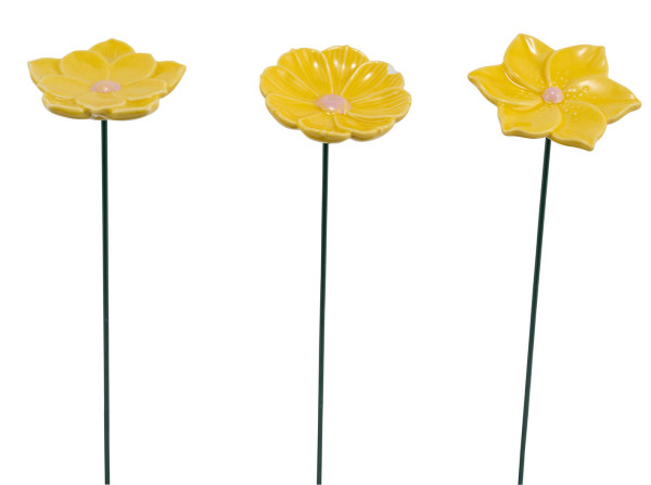 Blumenstecker in gelb aus Metall