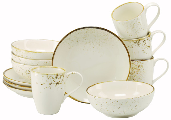 Kaffeeservice NATURE in creme aus Steinzeug