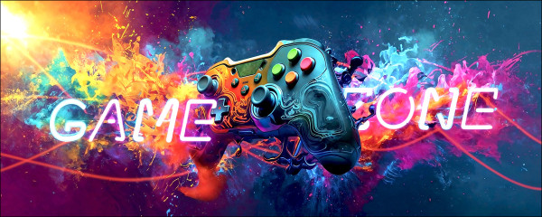 Glasbild GAME ZONE in mehrfarbig aus Glas