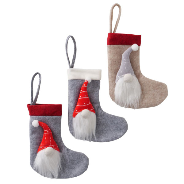 Weihnachtssocke SNORRE in mehrfarbig aus Materialmix