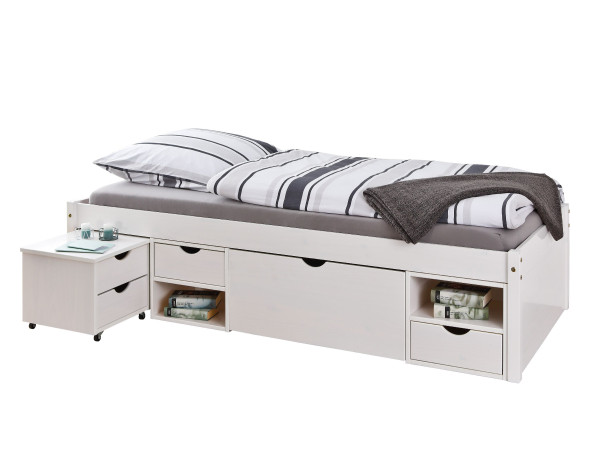 Bett HARPER ILO in weiß aus Massivholz