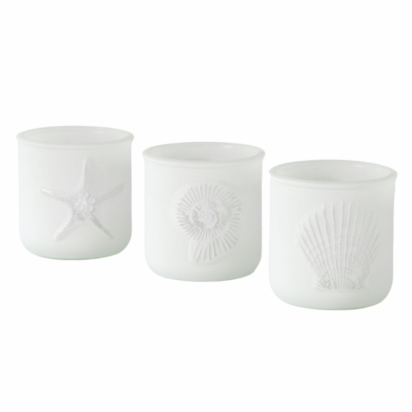 Windlicht NARIUS in weiß aus Glas