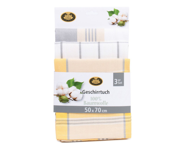 Geschirrtuch-Set KARO gelb in gelb aus Baumwolle