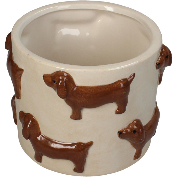 Pflanzgefäß DACHSHUND in braun aus Dolomit