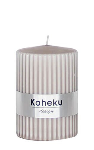 Rillenkerze POWDER in taupe aus Wachs