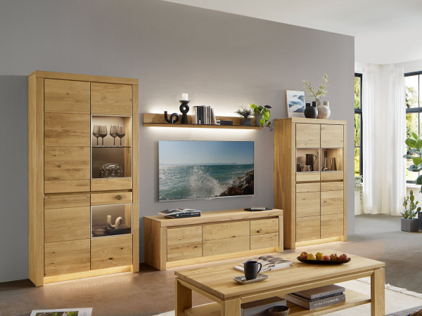 Wohnwand witlake SORAGA in Wildeiche aus Massivholz