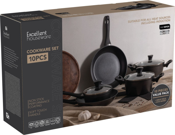 Topf-Set PORTO in schwarz aus Aluminium