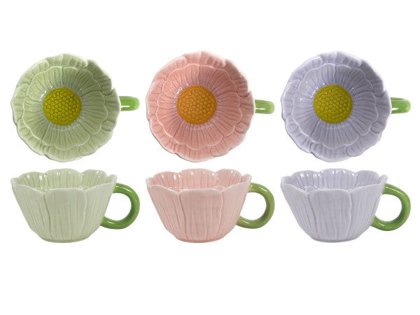 Kaffeebecher FLOWER in mehrfarbig aus Keramik