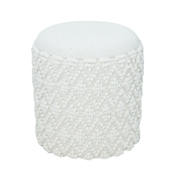 Hocker in weiß aus Wolle