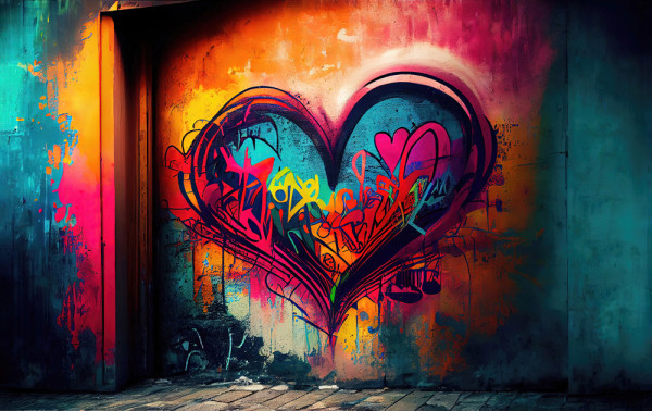 Akustikbild STREET HEART aus Materialmix
