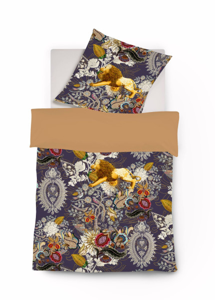 Bettwäsche Mako-Satin in lila aus Baumwolle