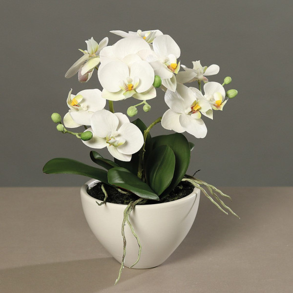 Kunstblume Orchidee in creme aus Kunststoff