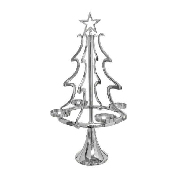 Kerzenhalter BAUM in silberfarben aus Metall