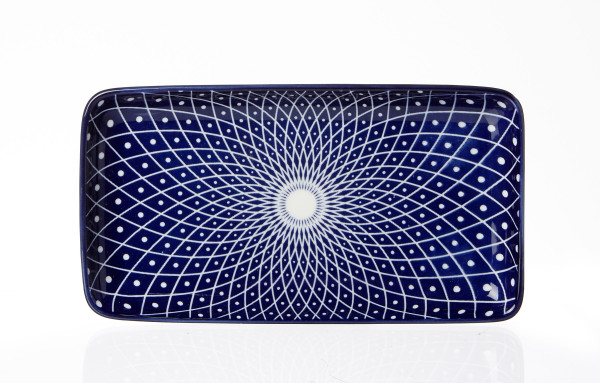 Platte REIKO in blau aus Porzellan