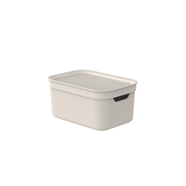 Box ALVRA mit Deckel in beige aus Polypropylen