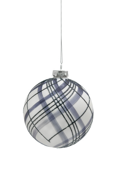 Weihnachtskugel LINES in grau aus Glas