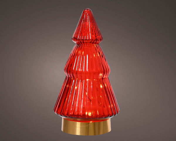 Dekoobjekt LED BAUM in rot aus Materialmix