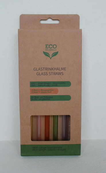 Trinkhalm-Set in bunt aus Glas