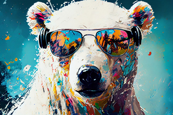 Akustikbild COOLER EISBÄR aus Materialmix