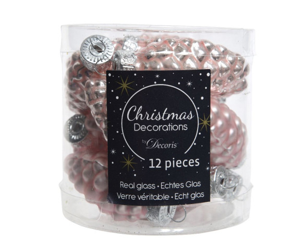 Weihnachtskugel-Box Zapfen PUDERROSA in rosa aus Glas