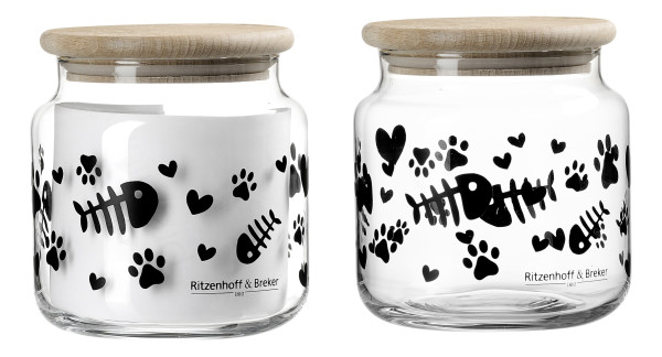 Dose MIKA CAT in transparent aus Glas