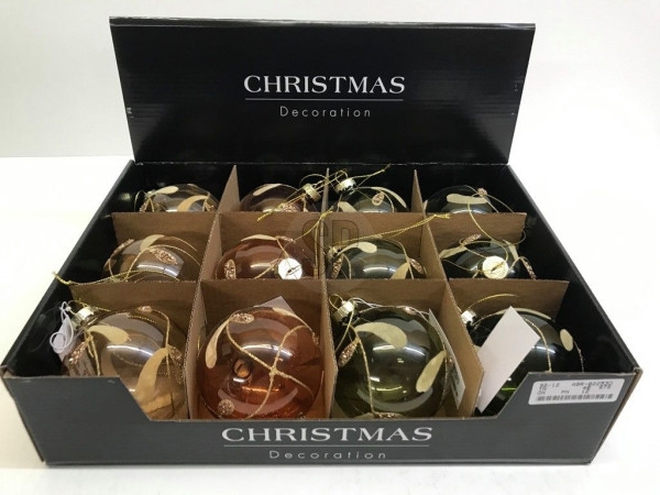 Weihnachtskugel BLATT in braun aus Glas