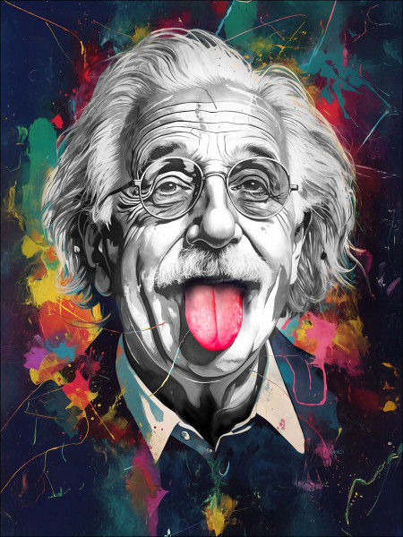 Keilrahmenbild EINSTEIN in mehrfarbig aus Holz