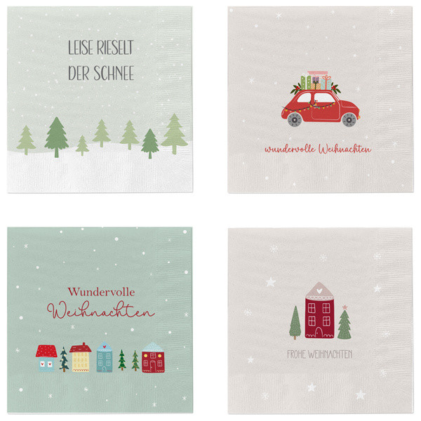 Servietten X-MAS SPRÜCHE in mehrfarbig aus Papier