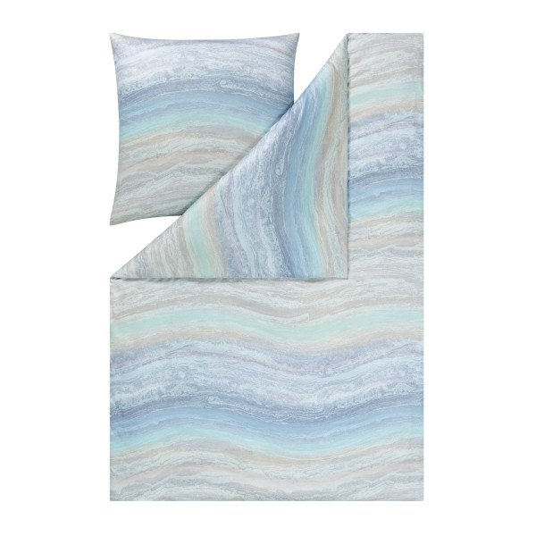 Bettwäsche MAIKE Mako-Jersey in azurblau aus Baumwolle