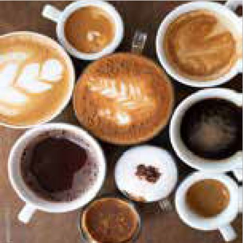 Glasbild COFFEE VARIATION V in mehrfarbig aus Glas