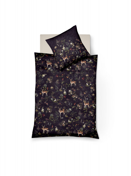 Bettwäsche Mako-Satin in schwarz aus Baumwolle