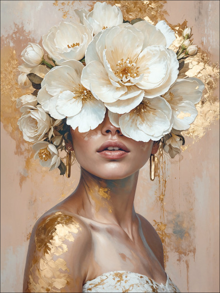 Keilrahmenbild FLOWERS IN HEAD in mehrfarbig aus Holz