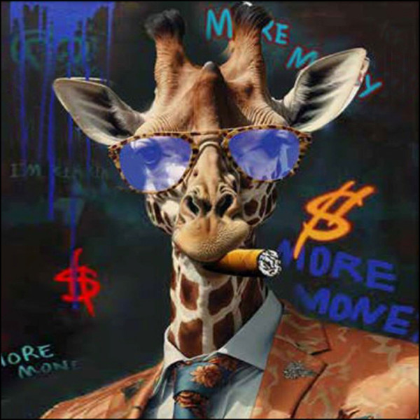 Glasbild GIRAFFE IN A SUIT II in mehrfarbig aus Glas