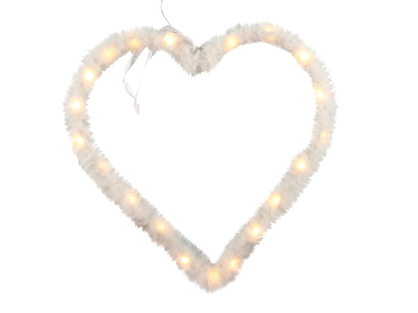 Leuchtobjekt LED HEART FEATHER in weiß aus Kunststoff